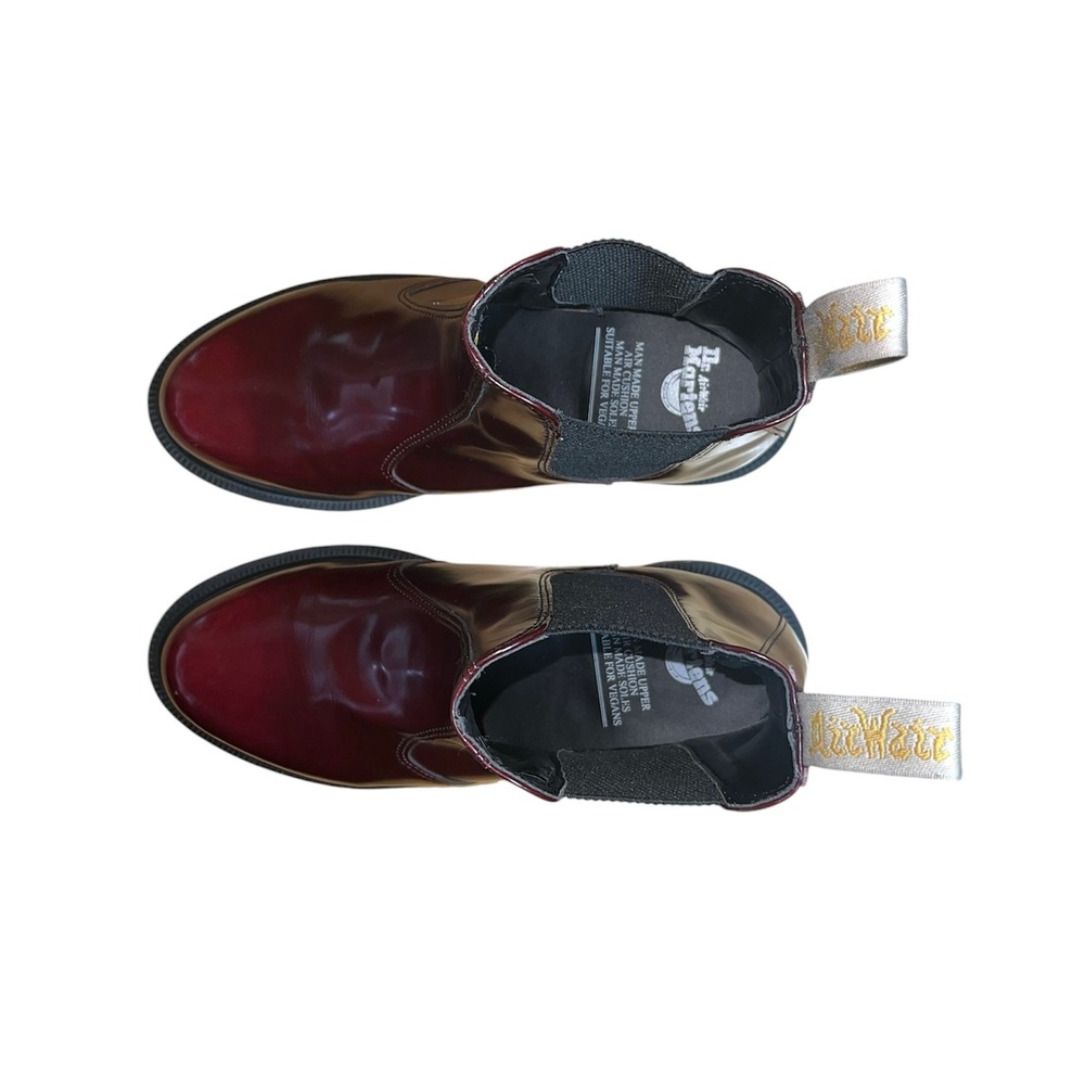 Dr. Martens Vegan Flora Chelsea Boots Womens 6 Cherry Red Glossy Pull On Boots - Picture 4 of 11